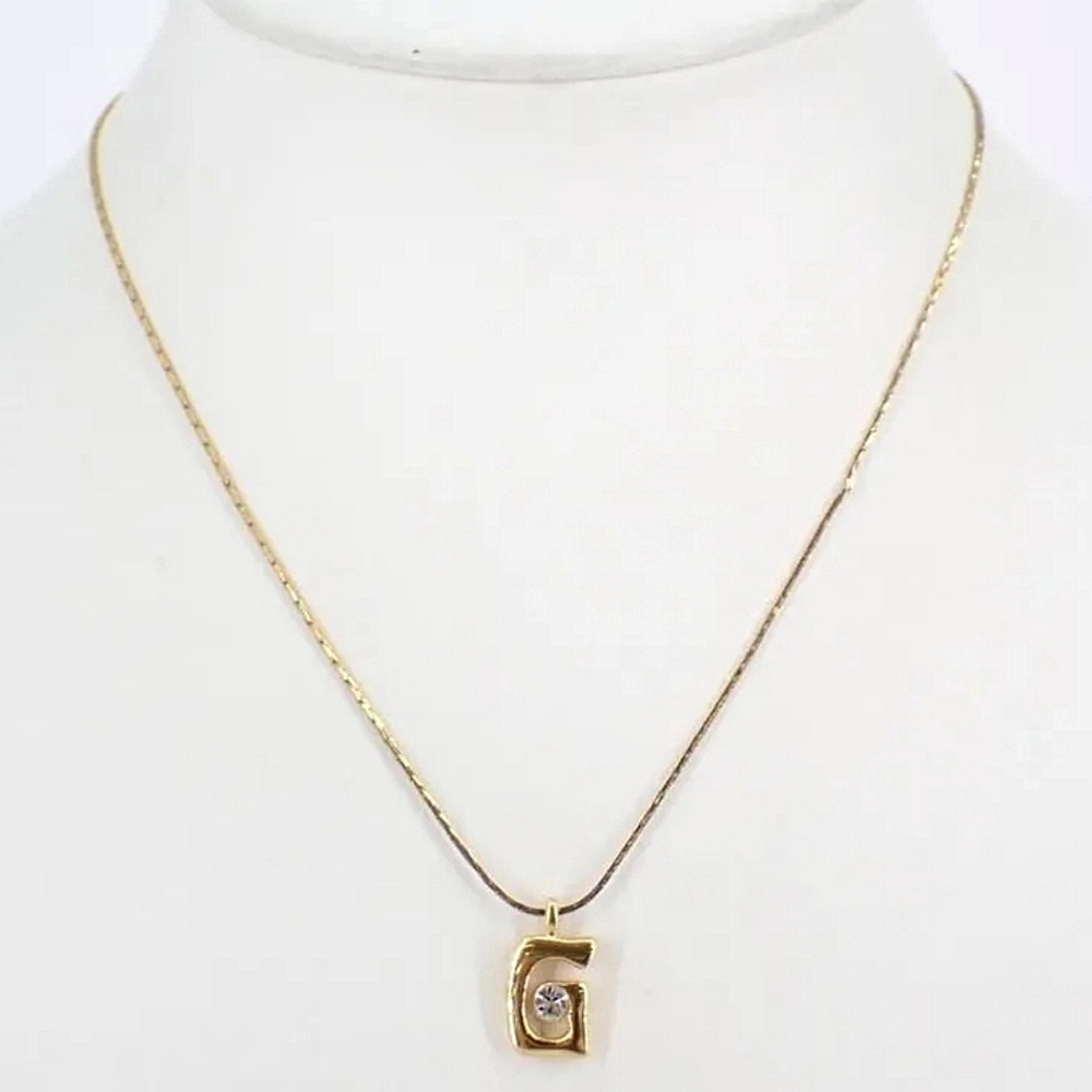 Auth GIVENCHY Gold Hardware G Rhinestones Necklace - Picture 3 of 10